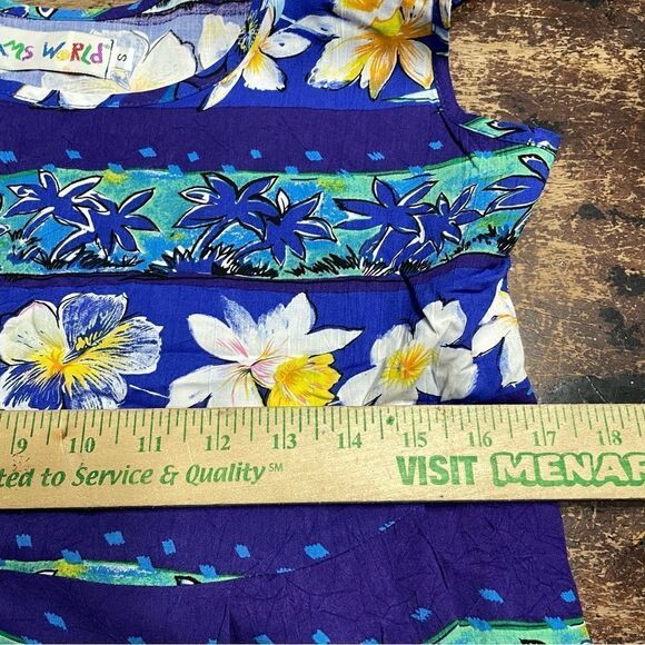 JAMS WORLD Hawaiian Vintage Orchid Row Purple Floral Sleeveless Dress sz Small - Picture 5 of 8
